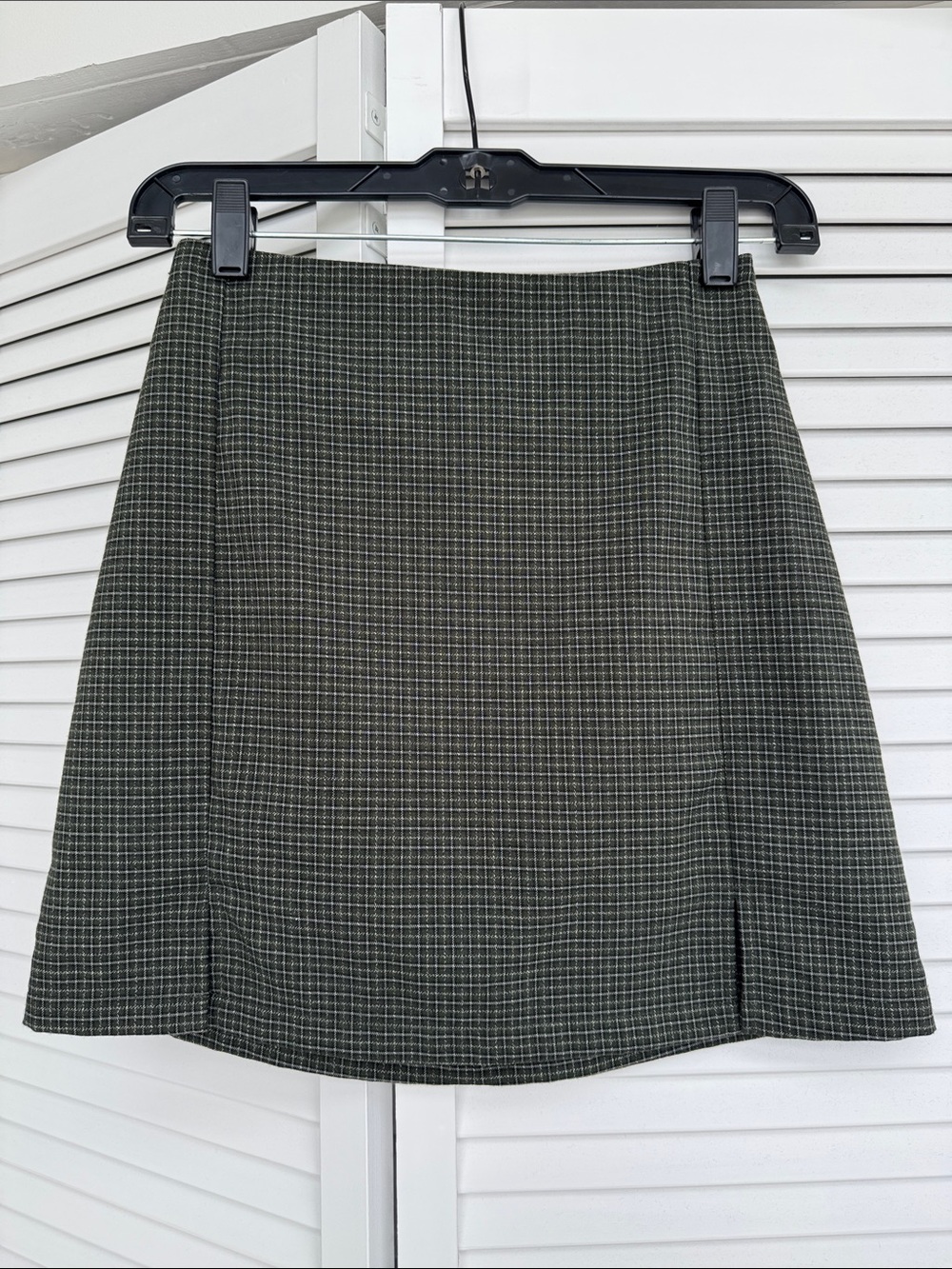 Brandy Melville Classic Olive Plaid A-Line Skirt